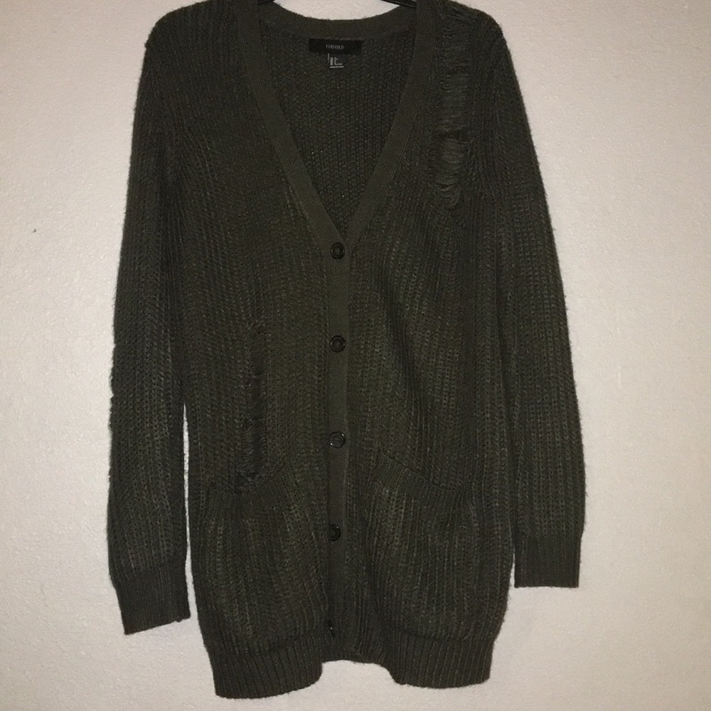 Army green sweater cardigan